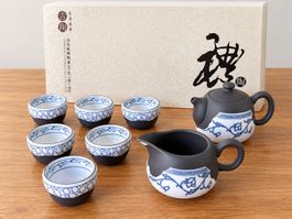 Keramik Tee-Set "China"– Teekannen, 6 Tassen & Geschenkbox