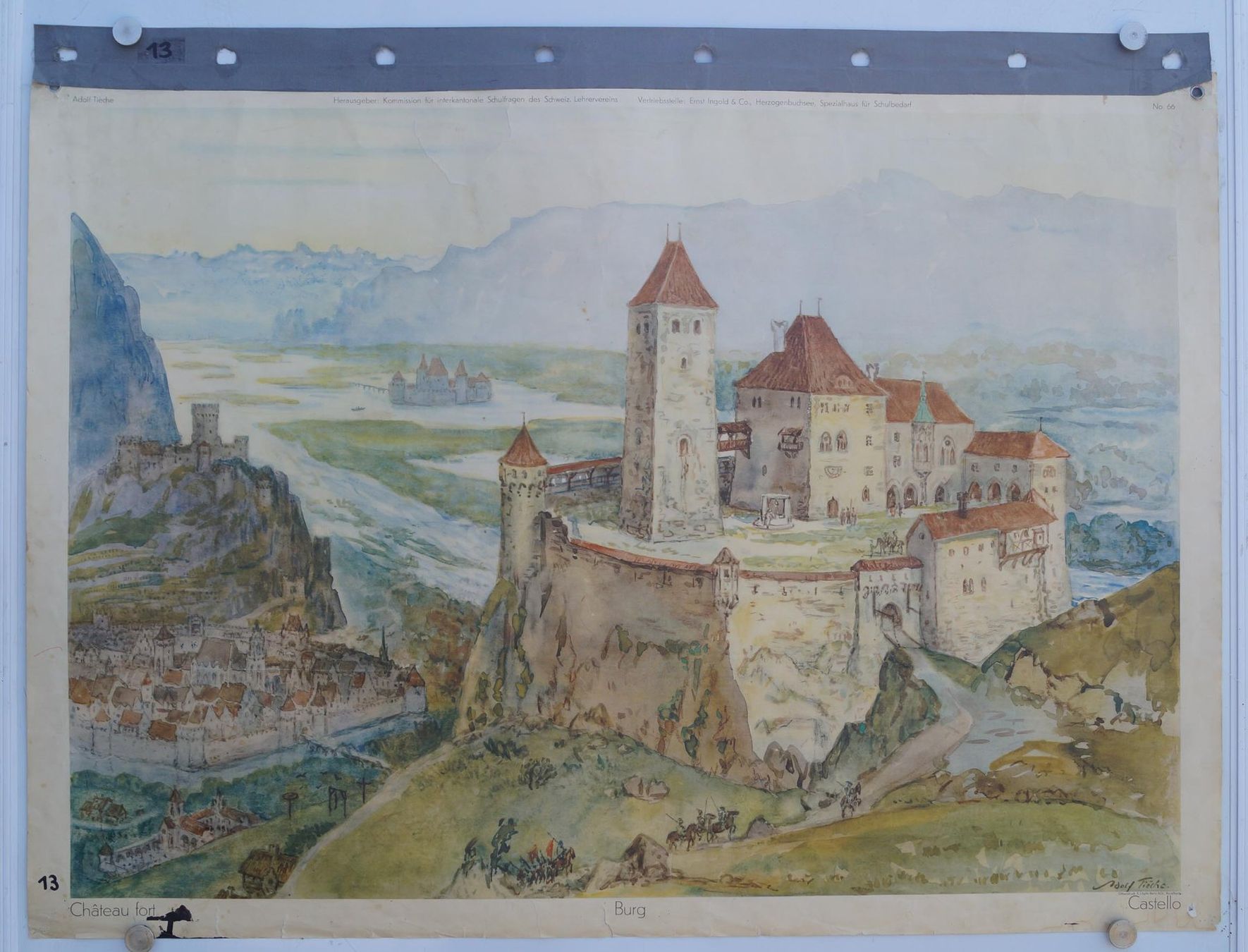 Foto & Immagini: Schulwandbild  Burg Adolf Tièche 1950 B= %%%%%%%%%%%%%%%%%%% – Usato da Härkingen venduto da sammelbecken