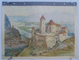 Schulwandbild  Burg Adolf Tièche 1950 B= %%%%%%%%%%%%%%%%%%%