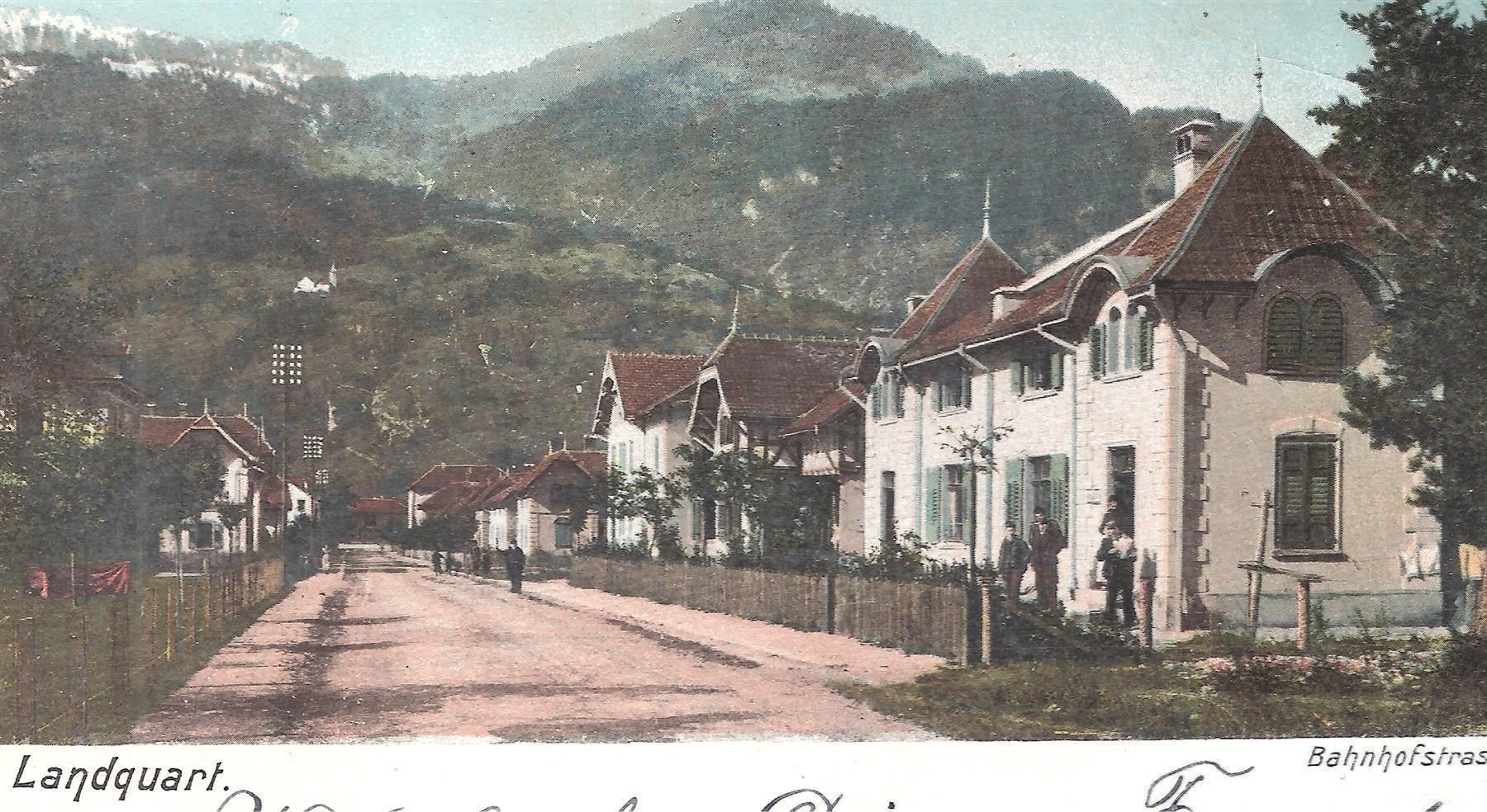 Cartoline postali: 28.X.1904 Litho Landquart Bahnhofstrasse – Usato da Zürich venduto da Hagliweg