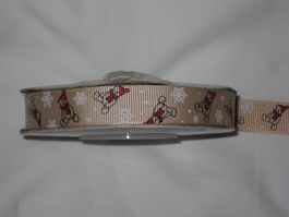 Grosgrain-Band beige mit Teddybärli 15mm breit