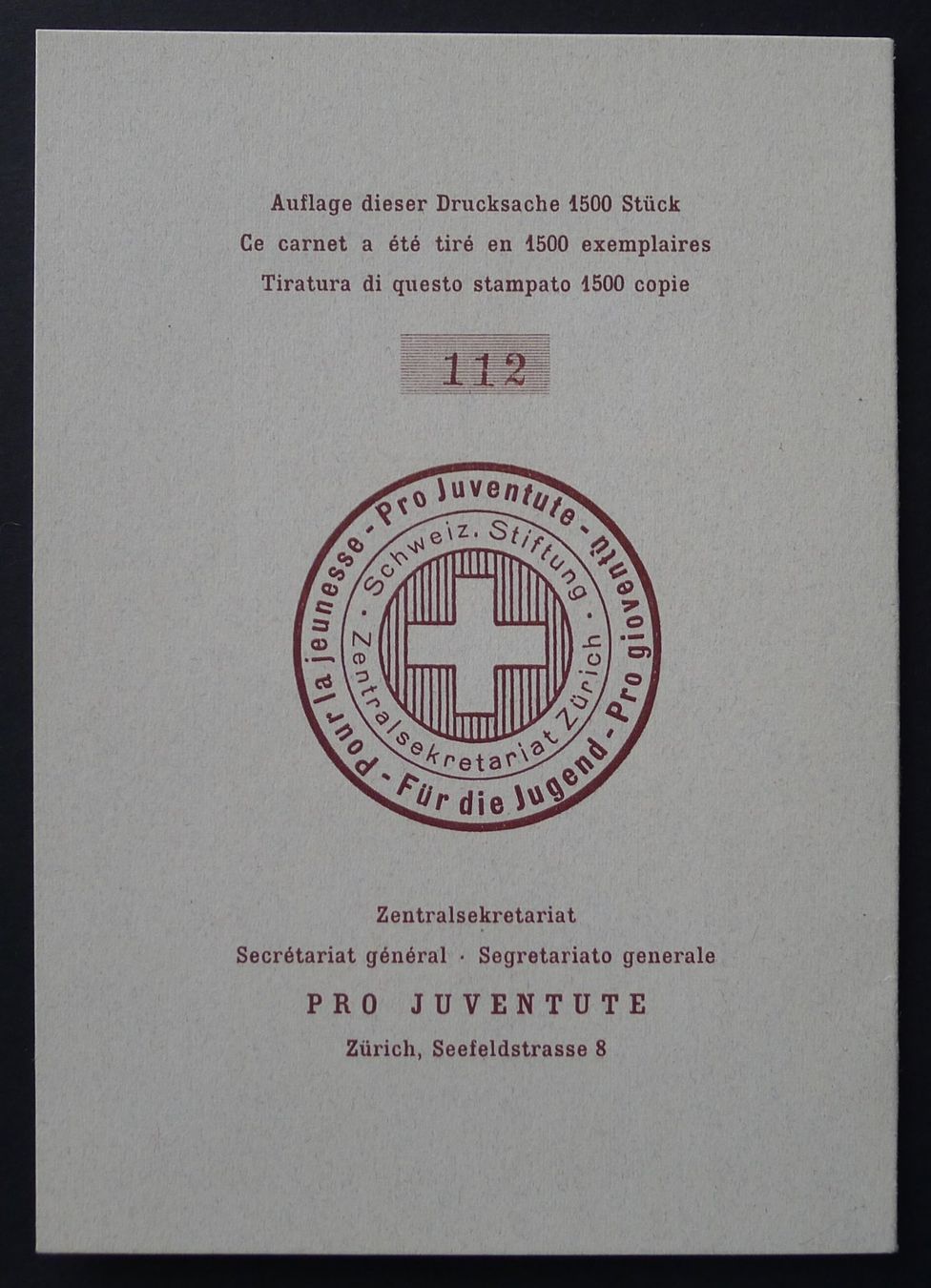 Tutti i francobolli: PJ 1950, Serie in Geschenk - Folder, nummeriert + limitiert – Usato da Ebikon venduto da SilvioFreund 4