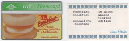 Mc Donalds 2 - ungebrauchte Telefonkarte von England
