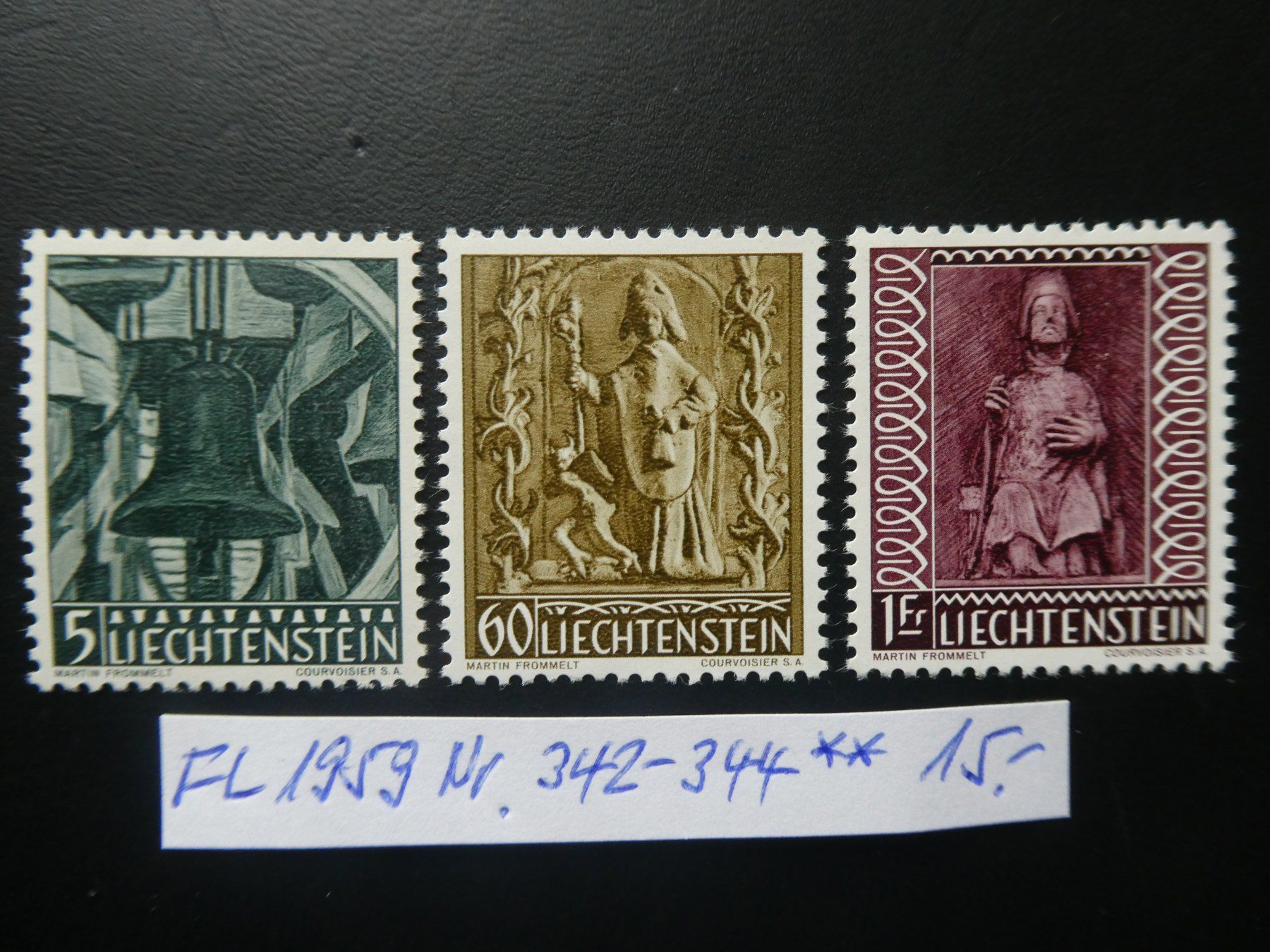 Tutti i francobolli: FL 1959 Nr. 342-344 postfrisch ** – Usato da Lausen venduto da Herbamare01