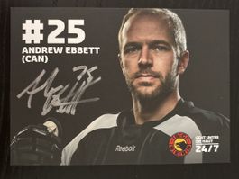 Autogrammkarte SC Bern Andrew Ebbett Saison 2015/2016