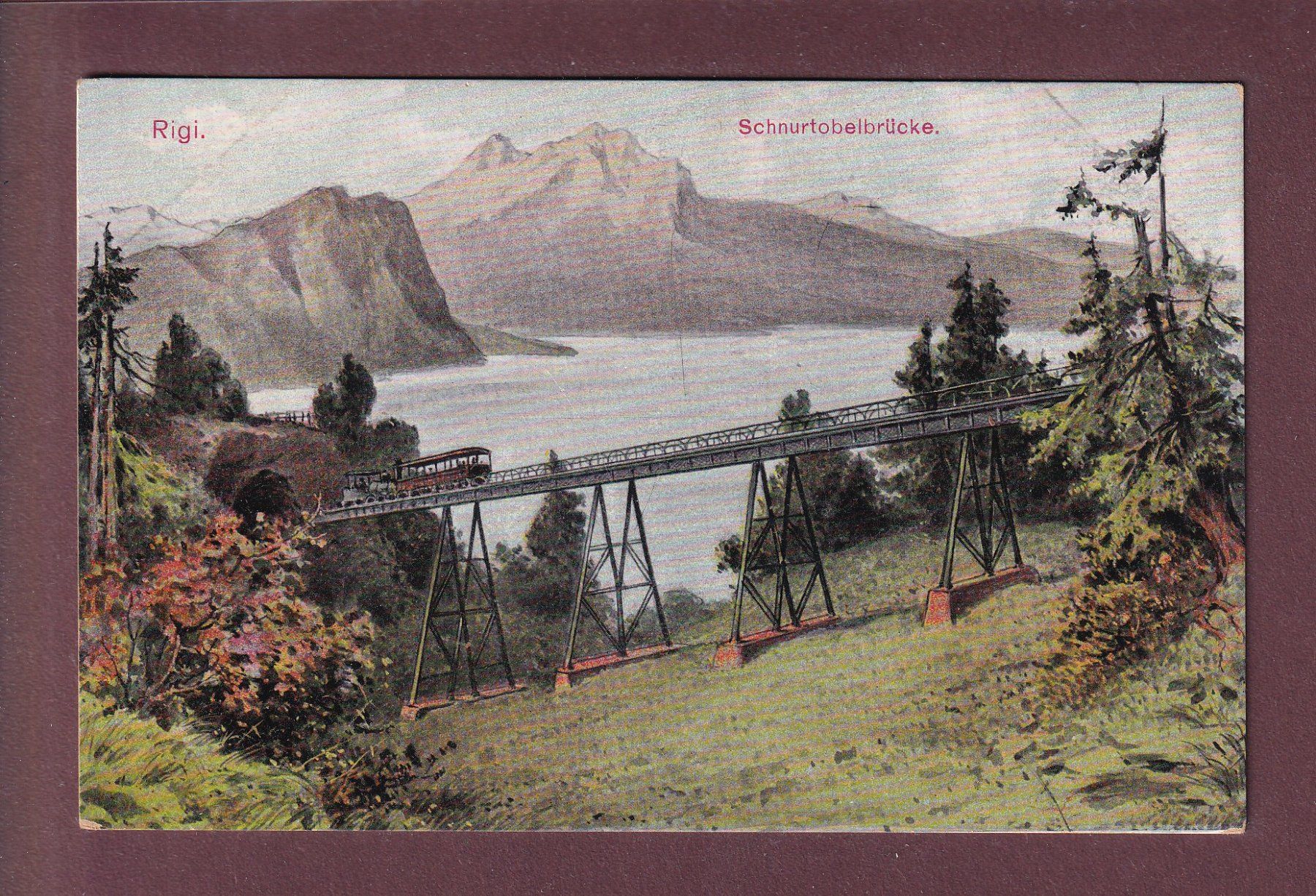 Cartoline postali: RIGI - Schnurtobelbrücke – Usato da Pully venduto da nicecards