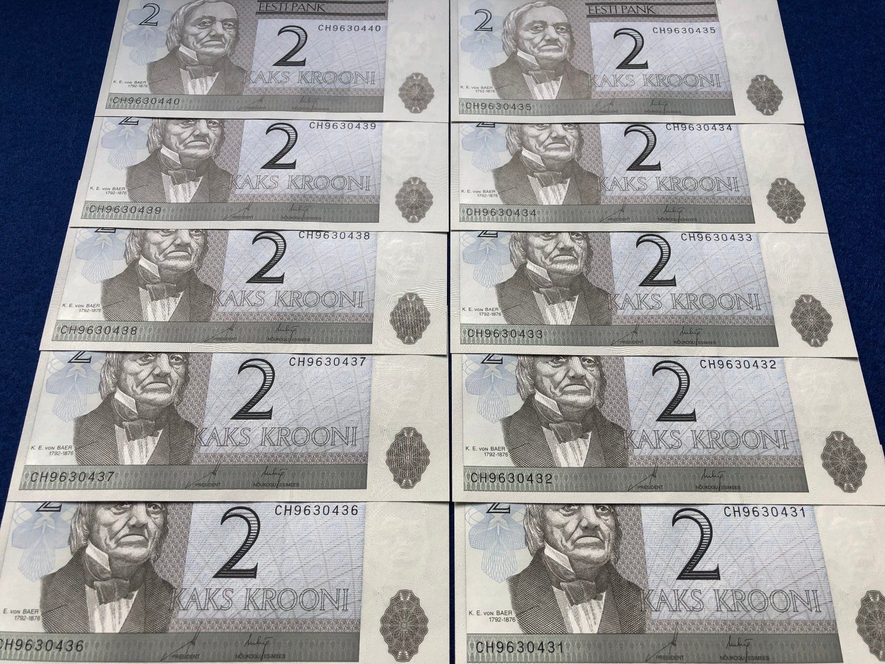 Banconote: Estland 2007 - 10 x 2 Krooni UNC – Nuovo e nell'imballaggio originale da Pfäffikon SZ venduto da Sieben77 5