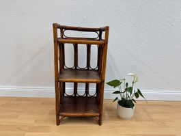3-stufiges Vitage Bambus & Rattan Regal aus den 1960er