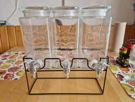 Absolu Chic Trio Drink Dispenser Glasware 3x 1.5L