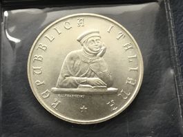 ITALIA**200 Lire Silbermünze Uni Bologna Unzirkuliert stgl