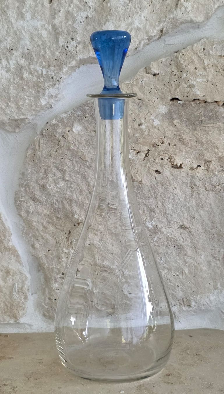 Karaffen: Karaffe Glas blauem Stopfen Dekoration Vintage – Gebraucht aus Rheinsulz von Dred 1