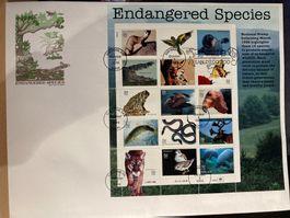 USA 1996 Block Gefährdete Tierarten FDC