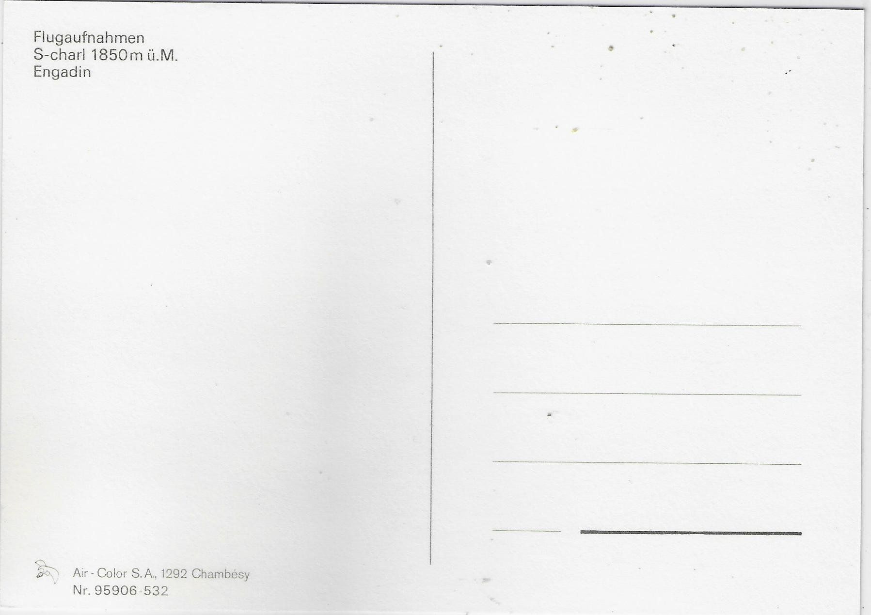 Cartoline postali: Flugaufnahme S-charl Engadin – Usato da Ettingen venduto da Kartenplanet 1