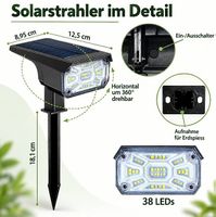 Solar-Gartenstrahler 2er-Set  mehrfarbig, 38 LEDs