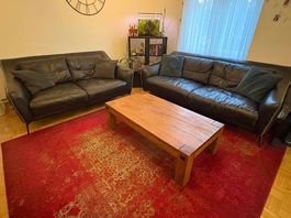 3er und 2er Ledersofa