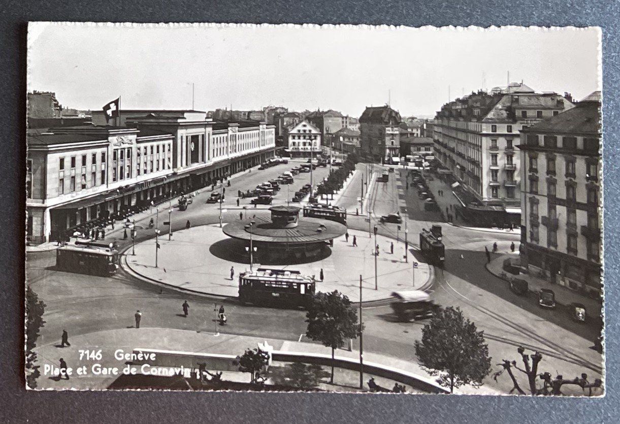Cartoline postali: AK Genève Place et Gars de Cornavin – Usato da Böckten venduto da Hansi36