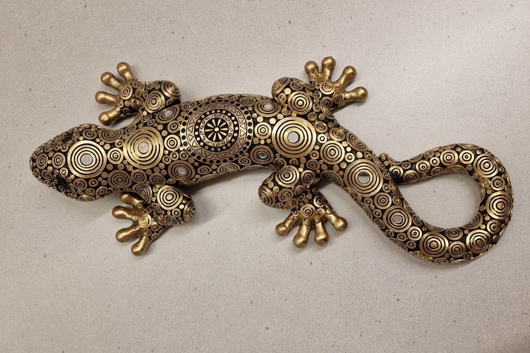 Figuren: Schöner Gecko Gold Optik mit orientalischem Muster – Neu und originalverpackt aus Schaffhausen von AtelierPudesco