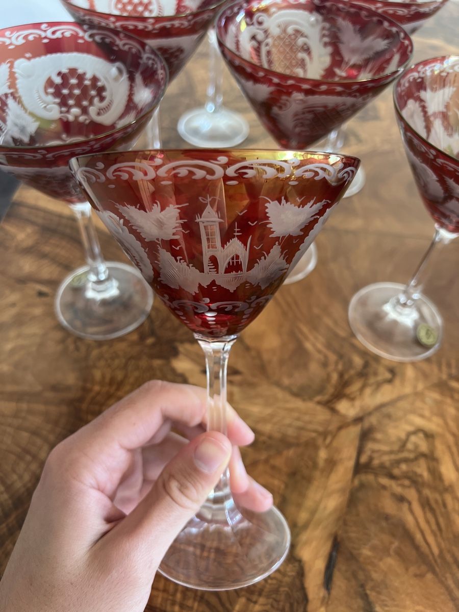 Gläser: 7 Antique Red Crystal Glasses – Gebraucht aus Zürich von ralph__