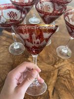 7 Antique Red Crystal Glasses