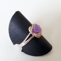 Silberring mit lila Rosen-Stein 925 Gr. 19 mm 🌸