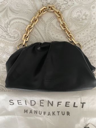 Seidenfelt Handtasche Imitationsleder schwarz - gold