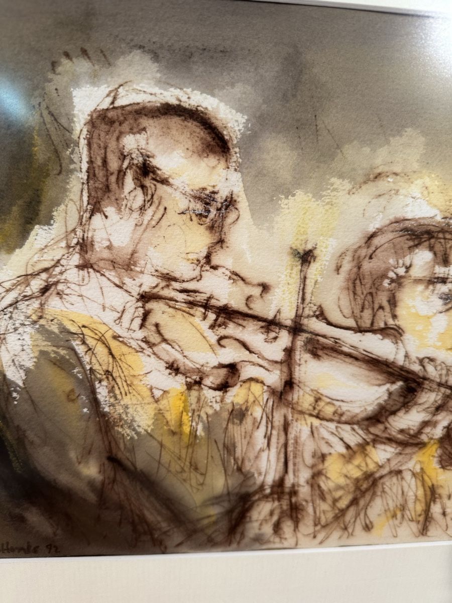 Dipinti: Alan Harris, Seconds violons, Technique mixte 41/52 signé – Usato da Lausanne venduto da artnouveau04 5