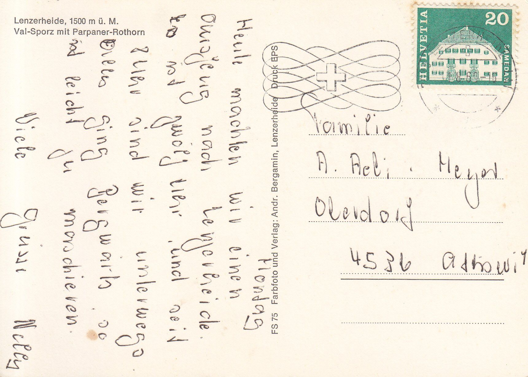 Cartoline postali: Lenzerheide 1969 – Usato da Bürglen TG venduto da StampGraf 1