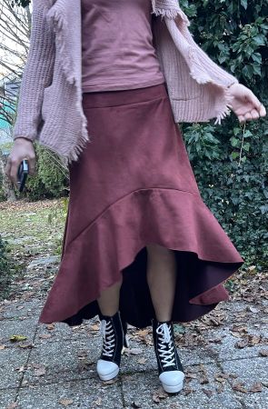 Chic gonna di pelle Scamosciato tg L-nuova-autunno