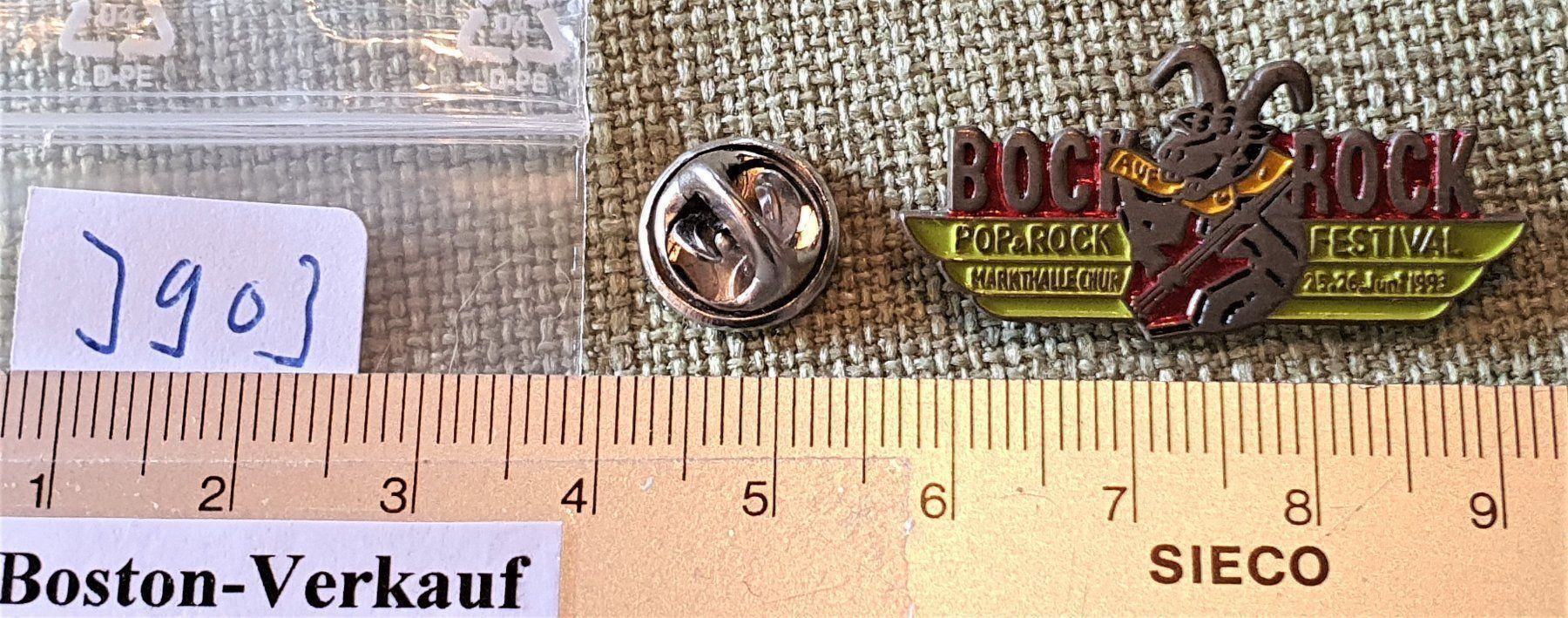 Plaketten & Abzeichen: J903 - Pin Bock Rock Markthalle Chur 93 – Gebraucht aus Reinach BL von Boston-Verkauf 1