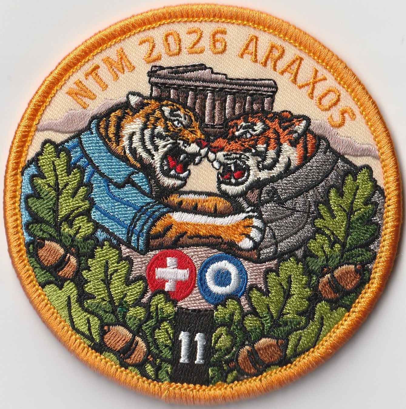 Schweizer Armee Placchette & Badge: NTM 2026 Araxos Patch Staffel 11 mit Klett Stoff. – Nuovo (secondo la descrizione) da Emmenbrücke venduto da F.ingl-1947