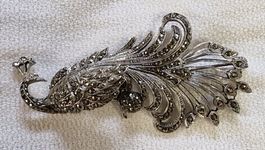 SILBER BROSCHE PFAU