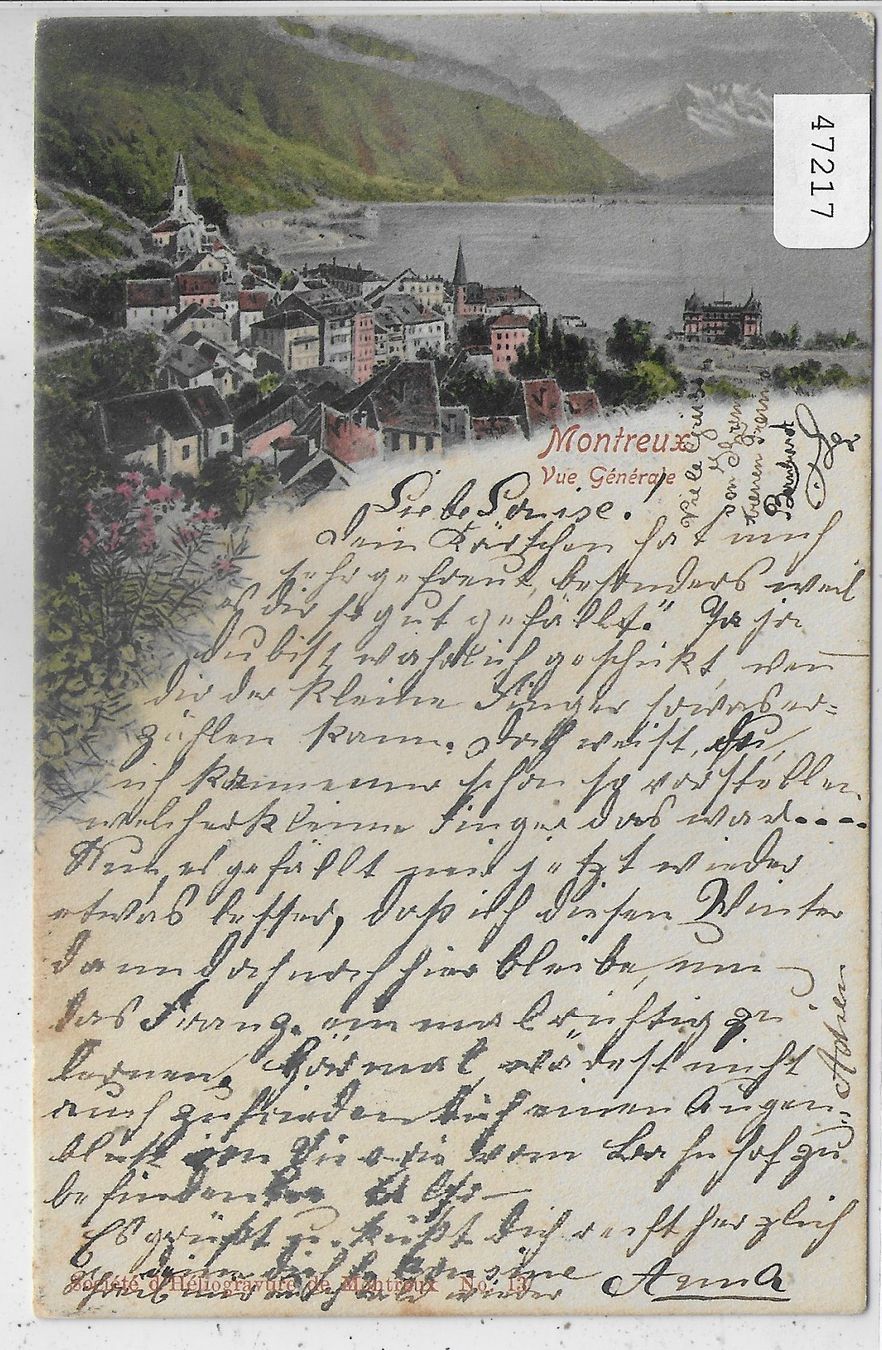 Cartoline postali: Montreux - Vue generale - Litho - Stabstempel – Usato da Ettingen venduto da Kartenplanet