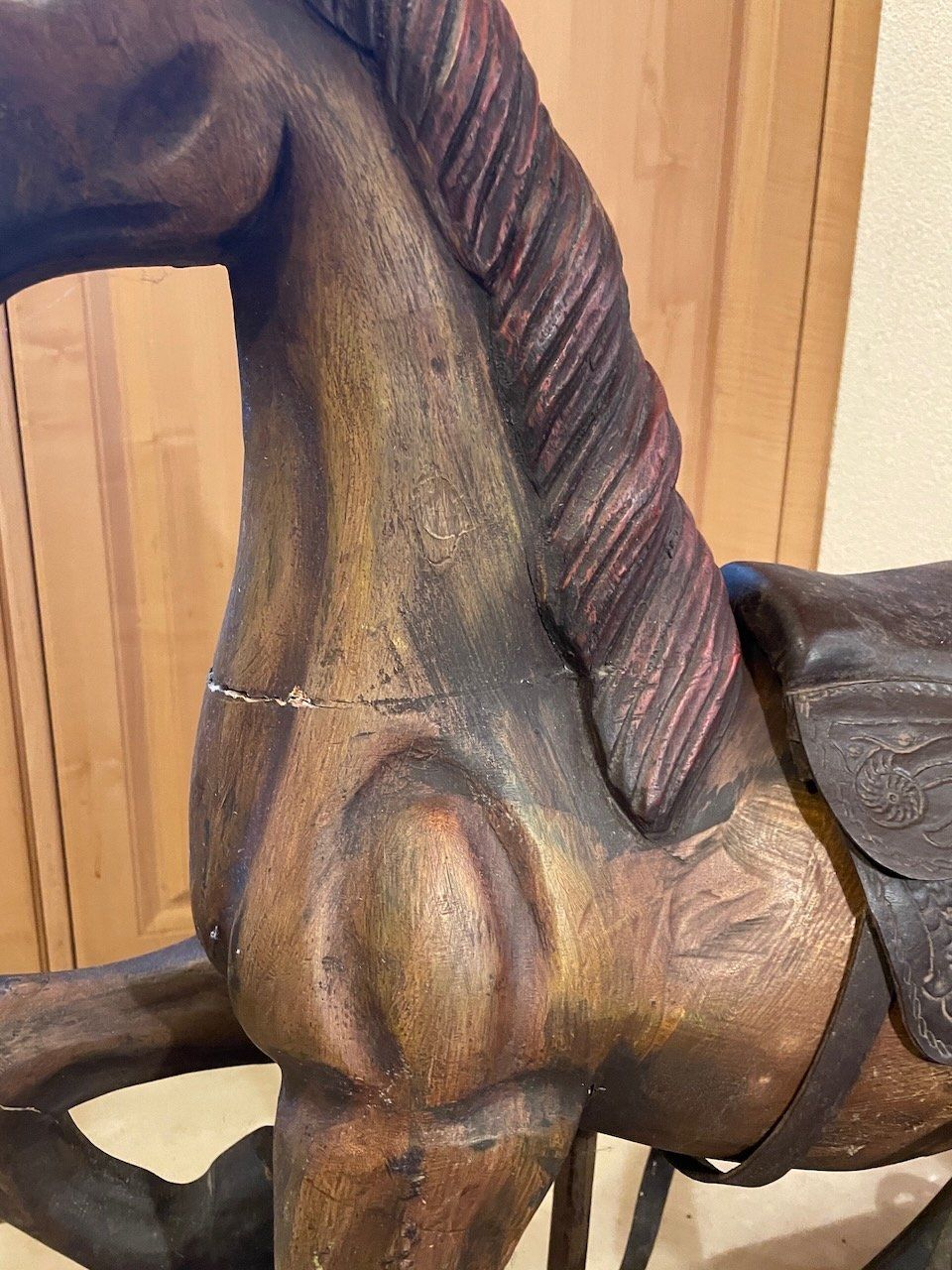 Statuette: Vintage Holzpferd auf Eisenräder – Usato da Kleinlützel venduto da Schatzkiste_Laufen 6