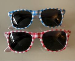 2 Top Oktoberfest Wiesn Sonnenbrillen Spatzl Karo blau rot