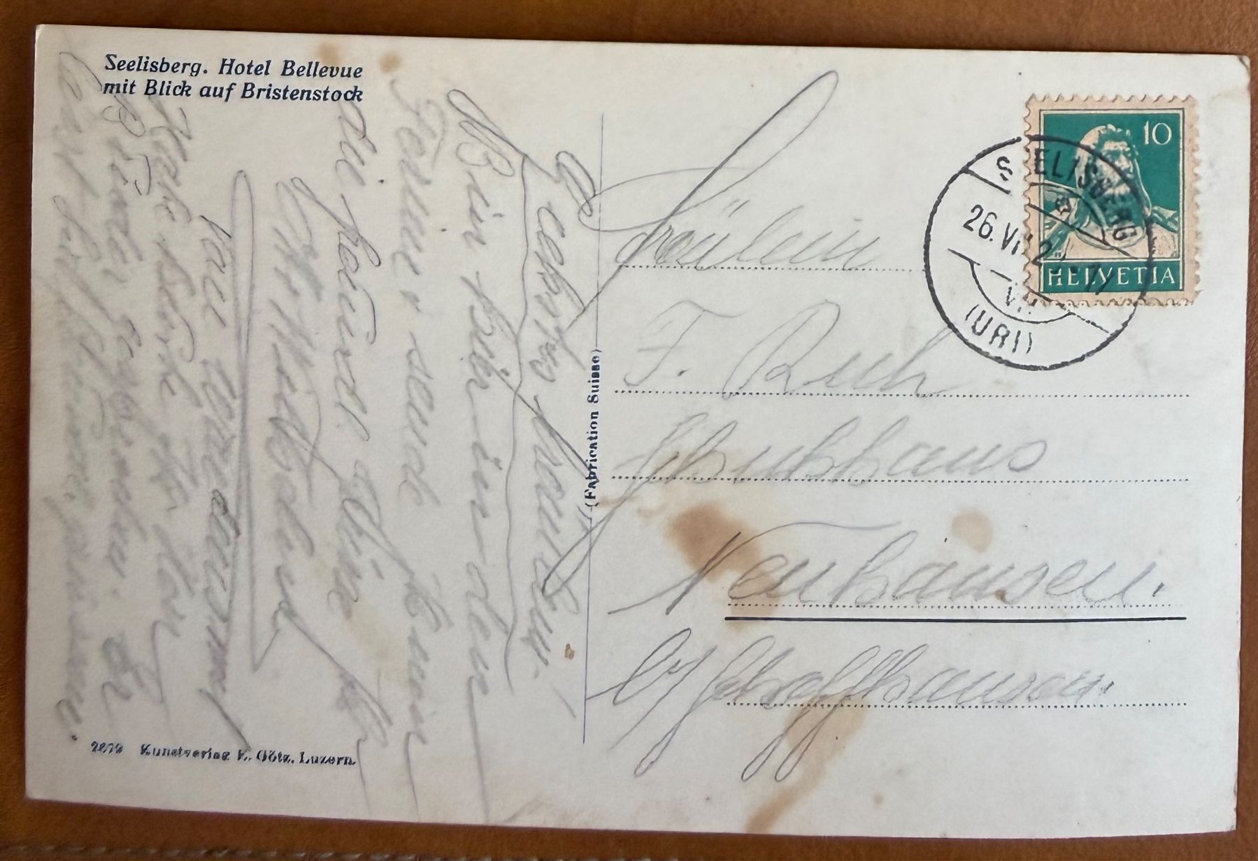 Cartoline postali: Seelisberg - Hotel Bellevue 1921 – Usato da Lutry venduto da Ediego 1