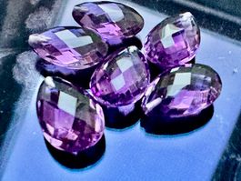 Amethyst Pear Form Checker Cut, 2 Stück, 10 ct, gebohrt-12P