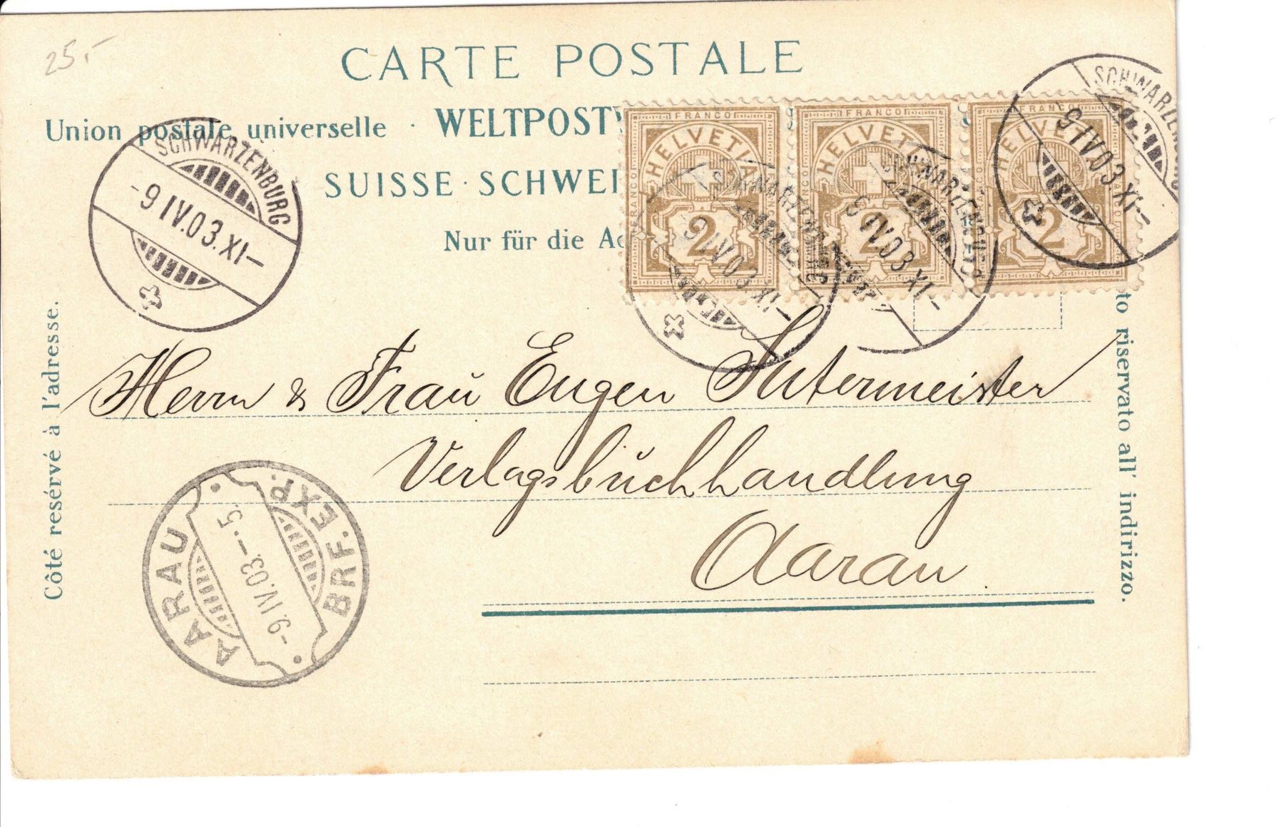 Cartoline postali: AK Schwarzenburg1903 – Usato da Bottmingen venduto da Golferin 1