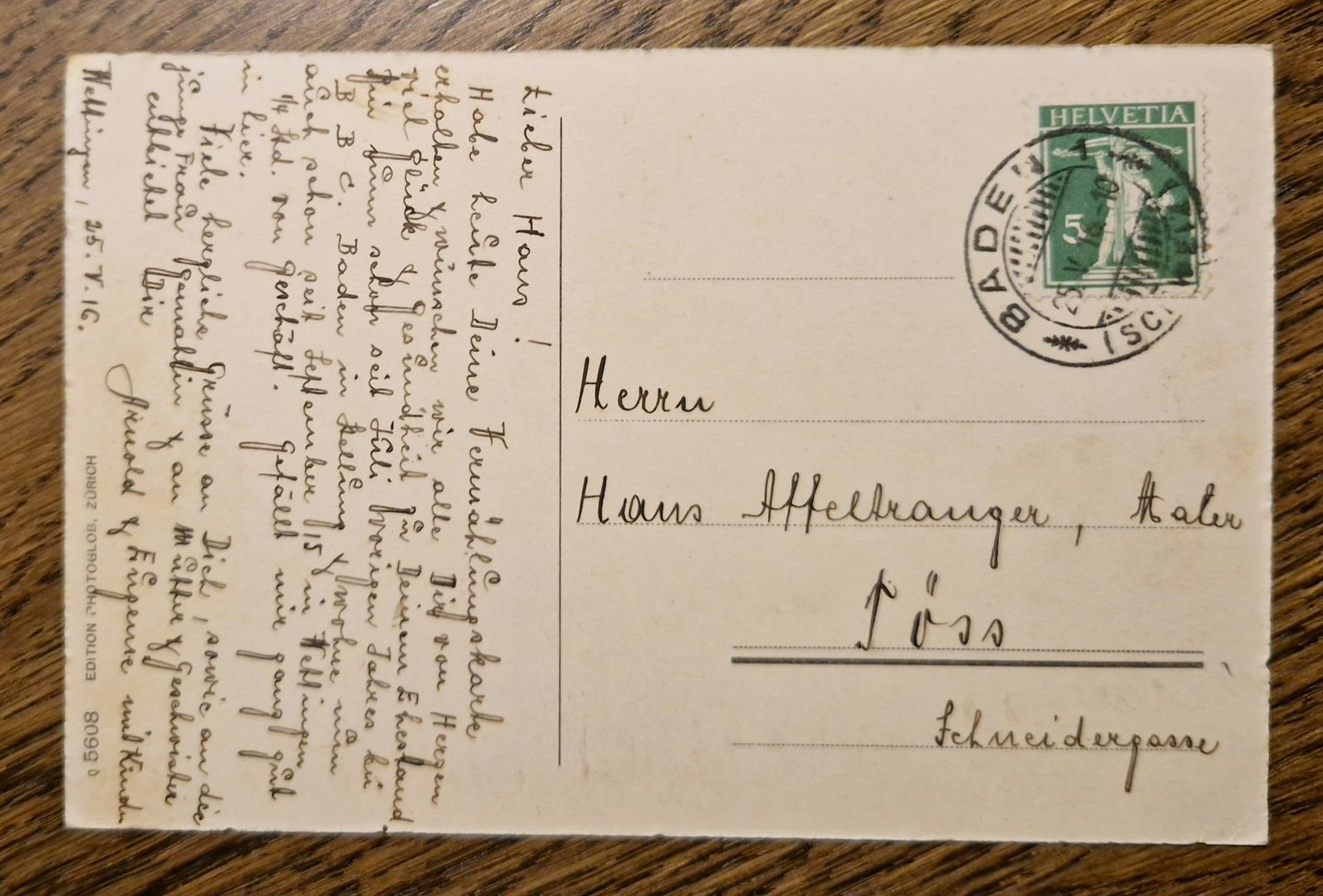 Cartoline postali: Baden mit Landvogteischloss 1916 – Usato da Ebikon venduto da Donar50 1