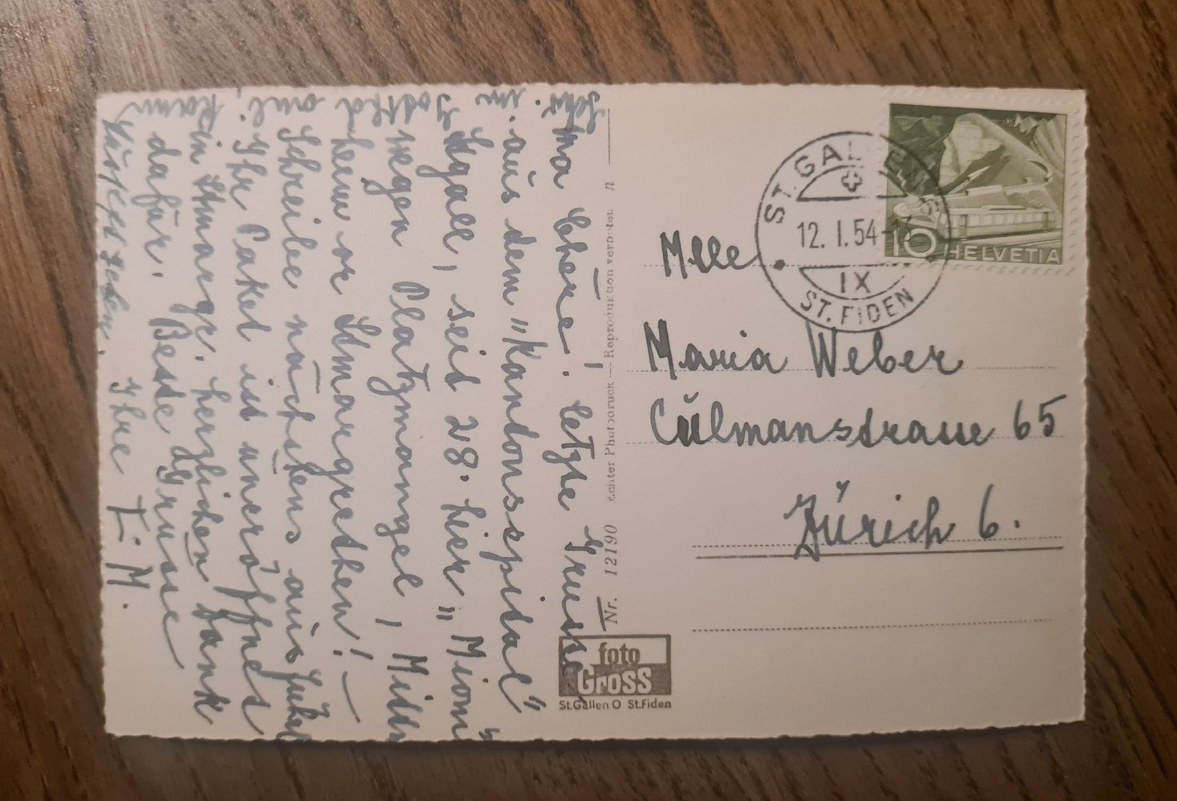Cartoline postali: St. Gallen, Kantonsspital 1954 – Usato da Ebikon venduto da Donar50 1