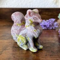 ✲ Roter Adventurin mit Serpentin Fuchs ✲ 113g /62mm Skulptur