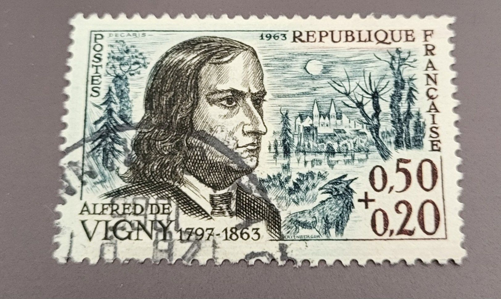 Tutti i francobolli: Frankreich 1963 Alfred de Vigny briefmarke – Usato da St Gallen venduto da Stampsalshobby
