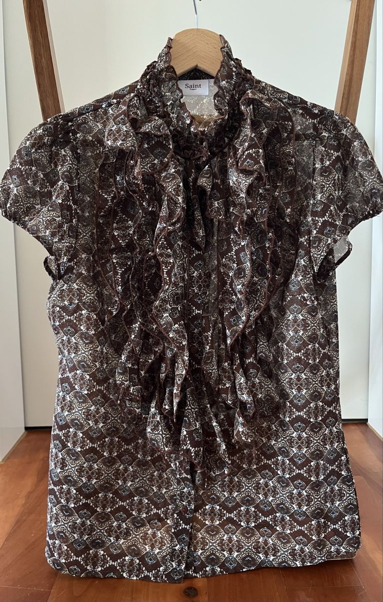 Blusen: Saint Tropez Bluse braun gemustert mit Rüschen Gr.S – Neu (gemäss Beschreibung) aus Bonstetten von ale_vs