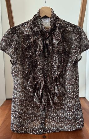 Saint Tropez Bluse braun gemustert mit Rüschen Gr.S