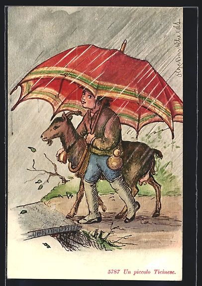 Cartoline postali: Un piccolo Ticinese, Knabe mit grossem S – Usato da Berlin venduto da bartko-reher