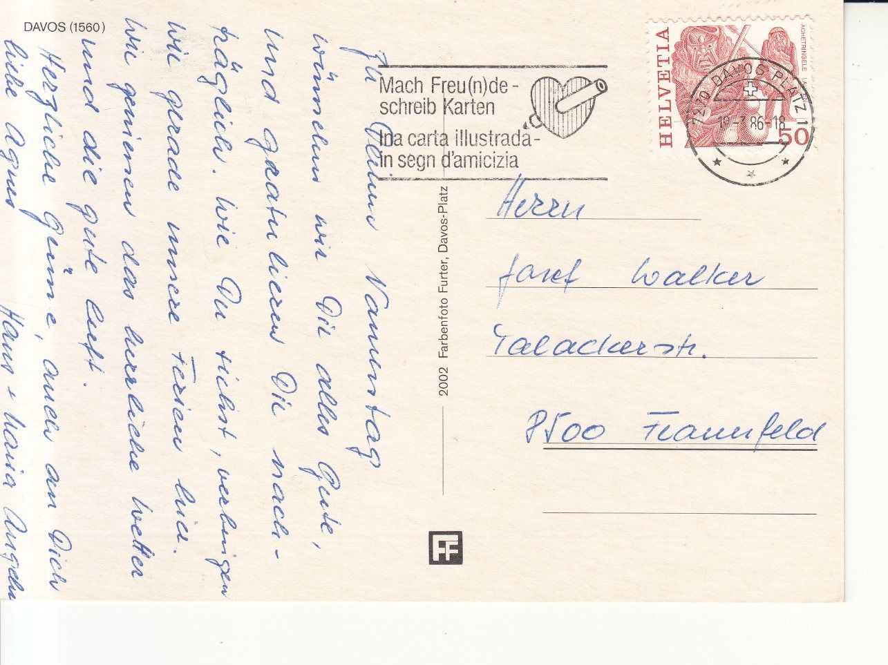 Cartoline postali: Davos 1986 – Usato da Bürglen TG venduto da StampGraf 1