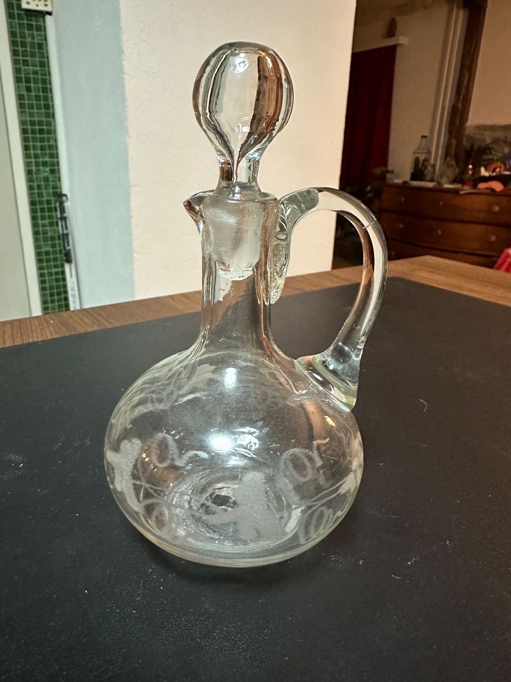 Caraffe: Flühli? Glas-Karaffe mit gerutschtem Decor – Usato da Frauenfeld venduto da aluma14 8