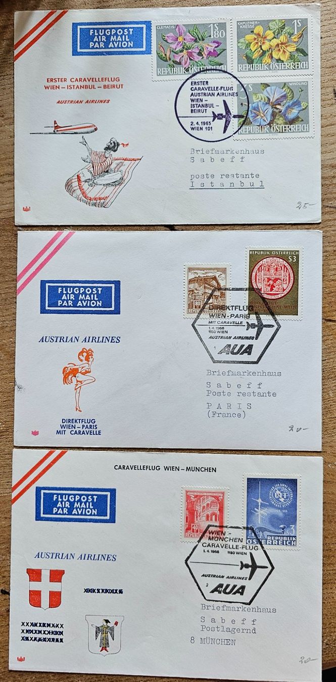 Alle Briefmarken: Österreich  3 Erstflug Briefe – Neu (gemäss Beschreibung) aus Les Valettes von Nuba1