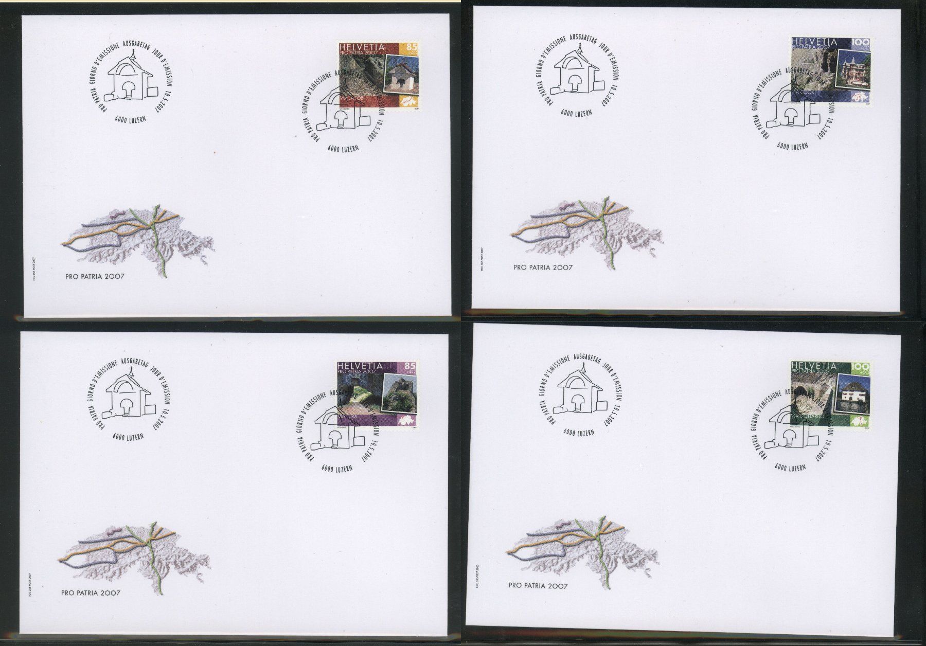 Tutti i francobolli: 2007, Pro Patria, FDC, Einzelmarken – Usato da Willisau venduto da Vollstempel