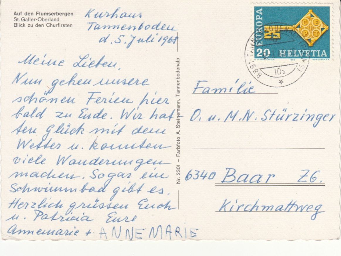 Cartoline postali: Flumserberge Aussicht Churfirsten 1968 – Usato da Bürglen TG venduto da StampGraf 1