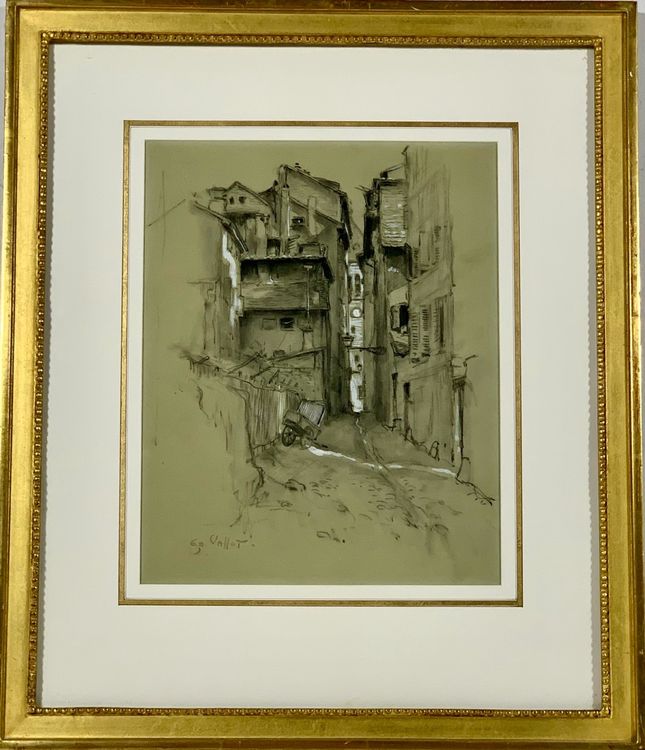 Edouard Vallet (18761929) Kohlezeichnung Gasse Szene Kaufen auf Ricardo